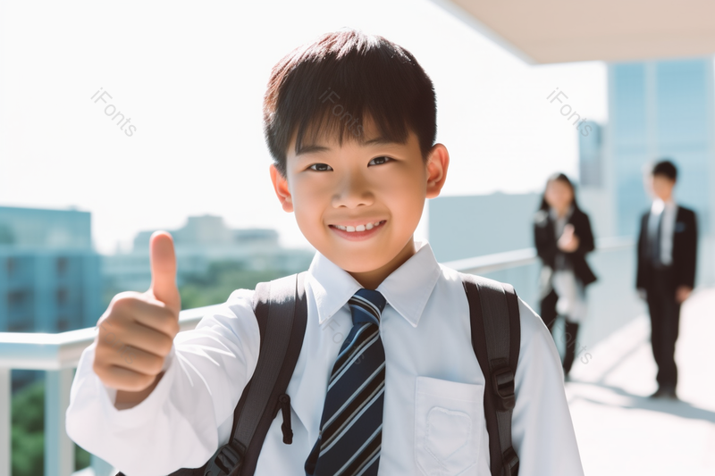 穿白色衬衫打领带阳光的青少年点赞手势,高清,摄影图,摄影图片,图片大全,摄影图免费下载